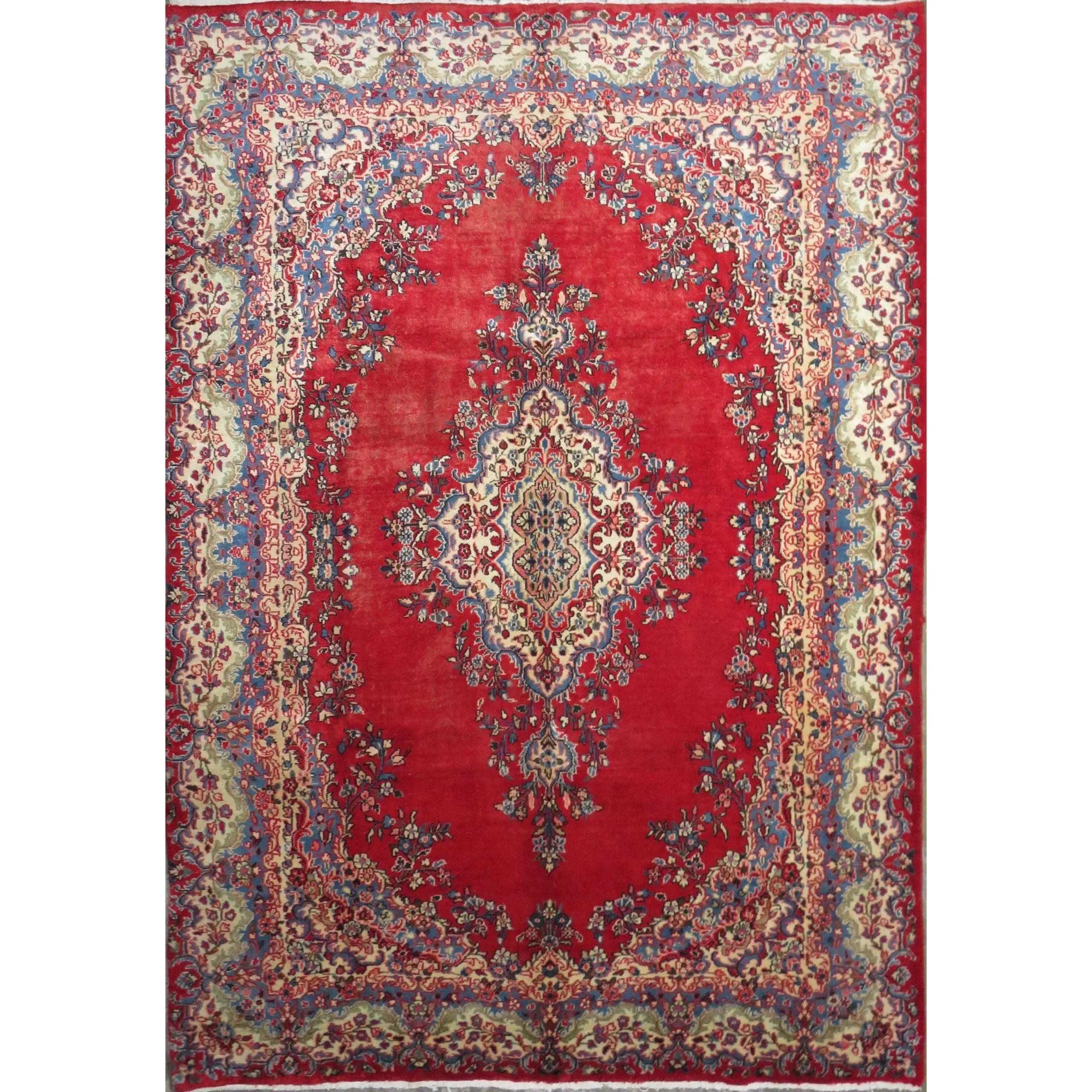 One Of The Kind Hand-Knotted Persian Wool Rug _ Luxurious Vintage Design, 10'9" x 7'8", Artisan Crafted